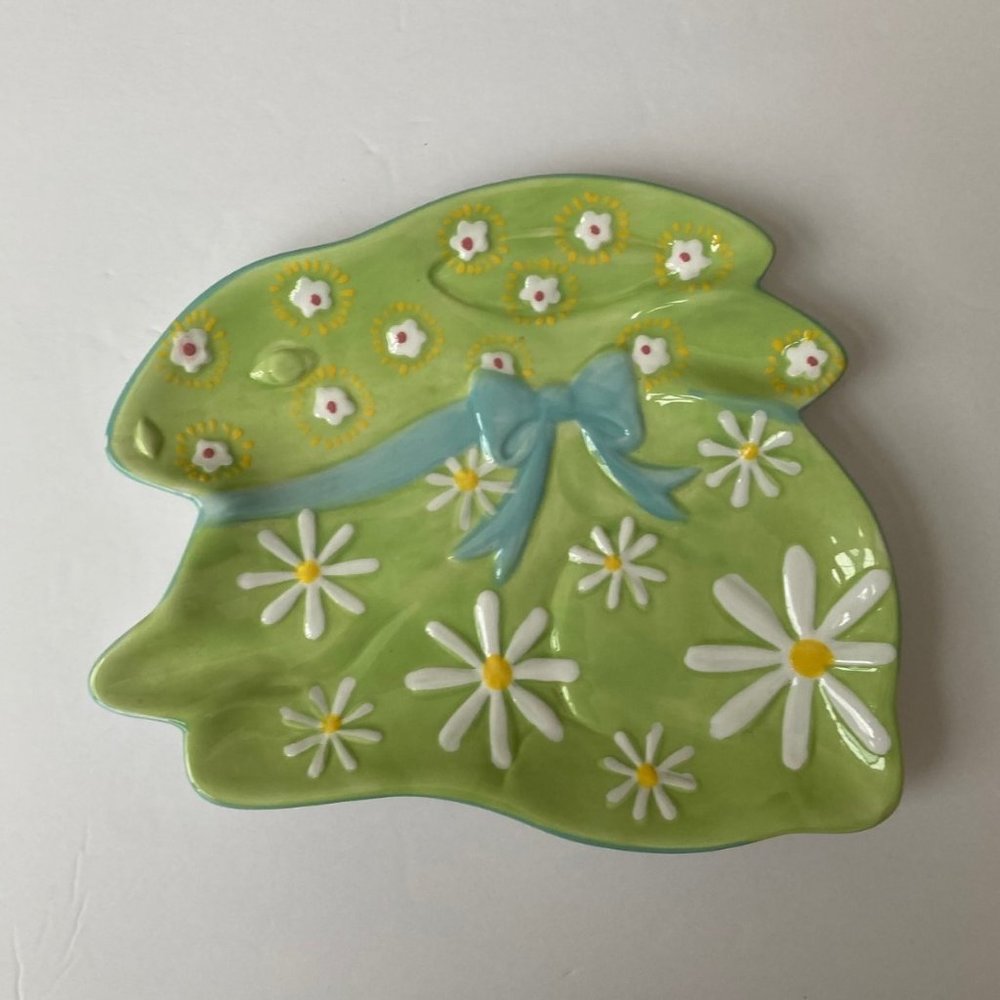 Pier 1 Imports Bunny Rabbit Candy Dish Hand Painted Dolomite Easter Holiday